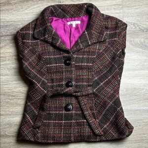 CAbi Plaid Wool Blend Plaid Tweed Vest Size Medium